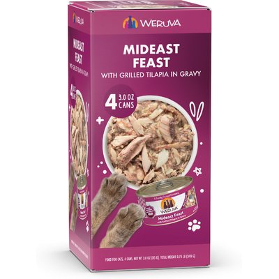 Weruva Weruva Mideast Feast Grilled Tilapia in Gravy Grain-Free Wet Cat Food, 3-oz can, case of 4
