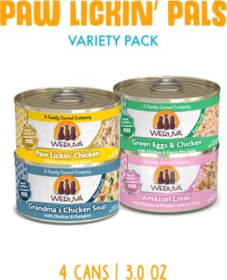 Show full view: Weruva Paw Lickin' Pals Variety Pack Grain-Free Wet Cat Food, 3-oz can, case of 4 slide 3 of 11