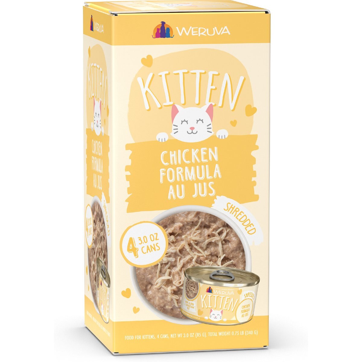 Weruva Kitten Chicken Formula Au Jus Grain-Free Wet Cat Food, 3-oz can, case of 4