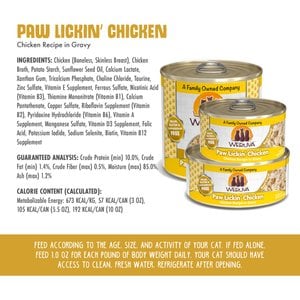 Weruva Paw Lickin' Chicken in Gravy Grain-Free Wet Cat Food, 3-oz can, case of 4