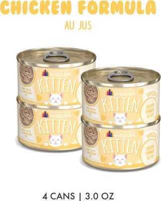 Show full view: Weruva Kitten Chicken Formula Au Jus Grain-Free Wet Cat Food, 3-oz can, case of 4 slide 3 of 11