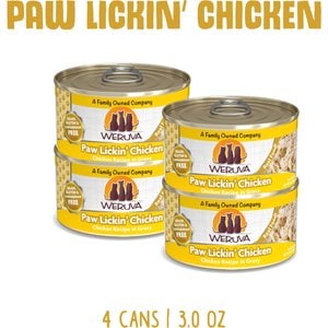 Weruva Paw Lickin' Chicken in Gravy Grain-Free Wet Cat Food, 3-oz can, case of 4