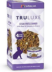 Weruva Truluxe Steak Frites Dinner Beef & Pumpkin in Gravy Grain-Free Wet Cat Food, 3-oz can, case of 4