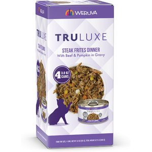 Weruva Truluxe Steak Frites Dinner Beef & Pumpkin in Gravy Grain-Free Wet Cat Food, 3-oz can, case of 4