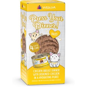Weruva Classic Press Your Dinner Chicken Pate Grain-Free Wet Cat Food, 3-oz can, case of 4