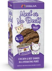 Weruva Classic Meal or No Deal! Chicken & Beef Pate Grain-Free Wet Cat Food, 3-oz can, case of 4