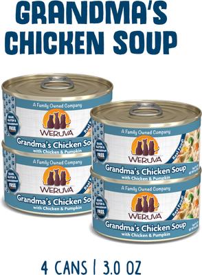 Show full view: Weruva Grandma's Chicken Soup Chicken & Pumpkin in Gravy Grain-Free Wet Cat Food, 3-oz can, case of 4 slide 3 of 11