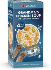 Weruva Grandma's Chicken Soup Chicken & Pumpkin in Gravy Grain-Free Wet Cat Food, 3-oz can, case of 4