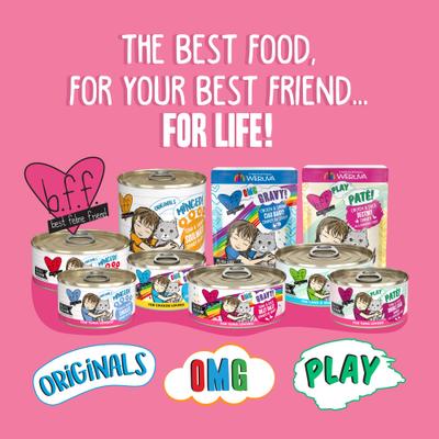Show full view: BFF Play Pate Lovers Oh Snap! Tuna & Salmon Grain-Free Wet Cat Food, 2.8-oz can, case of 4 slide 7 of 13