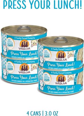 Show full view: Weruva Classic Press Your Lunch! Chicken Pate Grain-Free Wet Cat Food, 3-oz can, case of 4 slide 3 of 11