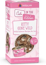 Weruva Cats in the Kitchen Kitty Gone Wild Salmon Au Jus Grain-Free Wet Cat Food, 3.2-oz can, case of 4