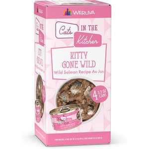 Weruva Cats in the Kitchen Kitty Gone Wild Salmon Au Jus Grain-Free Wet Cat Food, 3.2-oz can, case of 4
