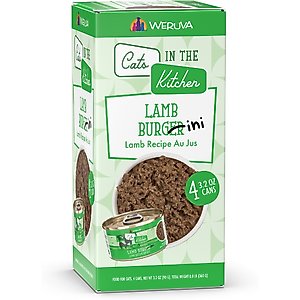 Weruva Cats in the Kitchen Lamb Burgini Lamb Au Jus Grain-Free Wet Cat Food, 3.2-oz can, case of 4