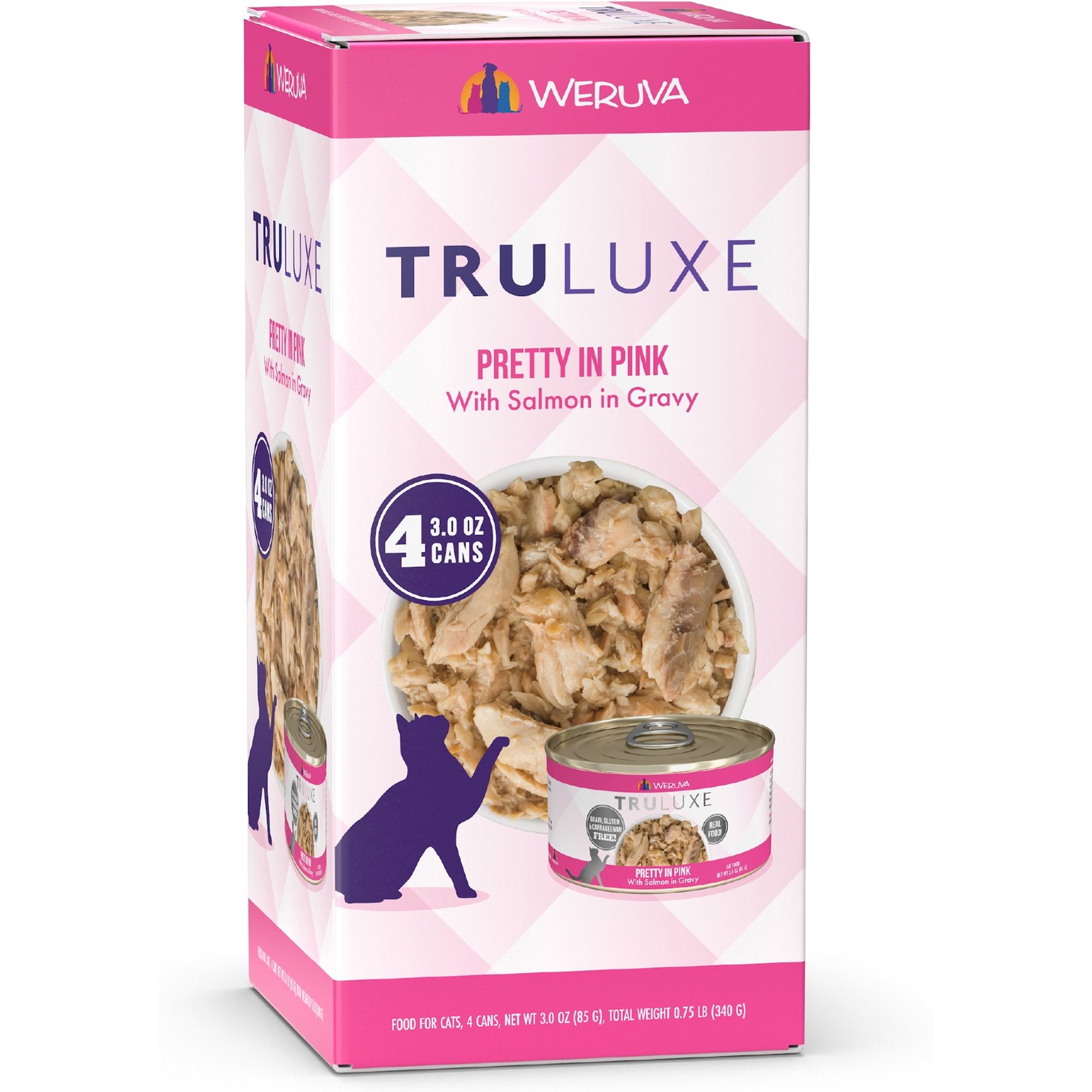 Weruva Truluxe Pretty In Pink Salmon in Gravy Grain-Free Wet Cat Food, 3-oz can, case of 4