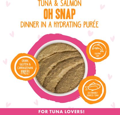 Show full view: BFF Play Pate Lovers Oh Snap! Tuna & Salmon Grain-Free Wet Cat Food, 2.8-oz can, case of 4 slide 4 of 13