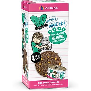 BFF Tuna & Pumpkin Valentine Dinner in Gravy Minced Grain-Free Wet Cat Food, 3-oz can, case of 4