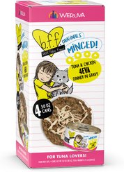 BFF Tuna & Chicken 4-Eva Dinner in Gravy Grain-Free Minced Wet Cat Food, 3-oz can, case of 4