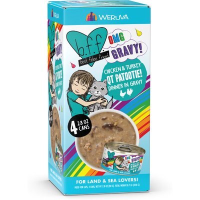 BFF BFF OMG QT Patootie! Chicken & Turkey Dinner in Gravy Grain-Free Wet Cat Food, 2.8-oz can, case of 4