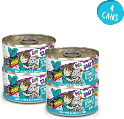 Show full view: BFF OMG QT Patootie! Chicken & Turkey Dinner in Gravy Grain-Free Wet Cat Food, 2.8-oz can, case of 4 slide 3 of 13