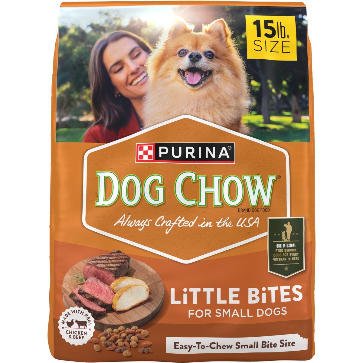 Dog Chow Adult Little Bites with Real Chicken & Beef Small Breed Dry Dog Food, 15-lb bag