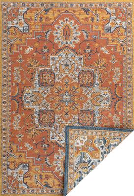 Show full view: JONATHAN Y Bijan Traditional Vintage Medallion Reversible Machine-Washable Indoor/Outdoor Area Rug, Terra/Blue/Cream, 5' x 8' slide 9 of 10