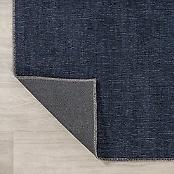 JONATHAN Y Linja Solid Centre Stripe Machine-Washable Area Rug, Navy/Gray, 5' x 8' slide 2 of 9