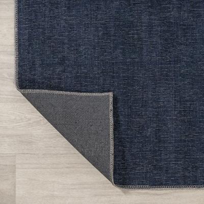 Show full view: JONATHAN Y Linja Solid Centre Stripe Machine-Washable Area Rug, Navy/Gray, 8' x 10' slide 7 of 9