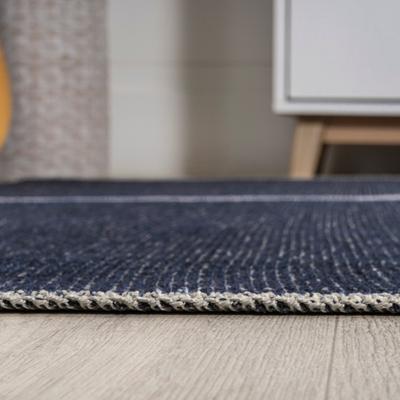 Show full view: JONATHAN Y Linja Solid Centre Stripe Machine-Washable Area Rug, Navy/Gray, 8' x 10' slide 6 of 9