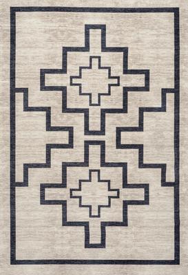 Show full view: JONATHAN Y Ashkii Minimalist Medallion Machine-Washable Area Rug, Ivory/Dark Gray, 8' x 10' slide 9 of 9