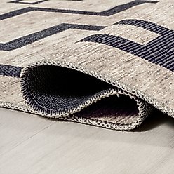 JONATHAN Y Ashkii Minimalist Medallion Machine-Washable Area Rug, Ivory/Dark Gray, 3' x 5' slide 2 of 9