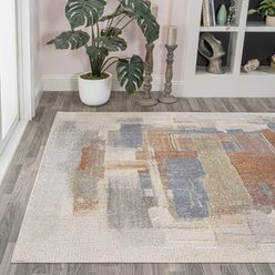 JONATHAN Y Weaver Abstract Coastal Watercolor Machine-Washable Area Rug, Cream/Multi, 3' x 5' slide 2 of 9