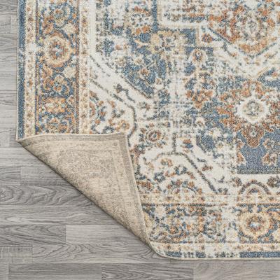 Show full view: JONATHAN Y Keesha Bold Distressed Medallion Low-Pile Machine-Washable Area Rug, Blue/Cream, 5' x 8' slide 8 of 11