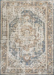 JONATHAN Y Keesha Bold Distressed Medallion Low-Pile Machine-Washable Area Rug, Blue/Cream, 4' x 6' slide 2 of 9