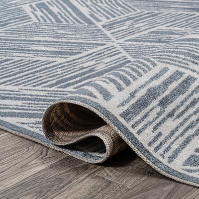 Show full view: JONATHAN Y Vector Modern Coastal Geometric Machine-Washable Area Rug, Blue/Cream, 4' x 6' slide 5 of 9