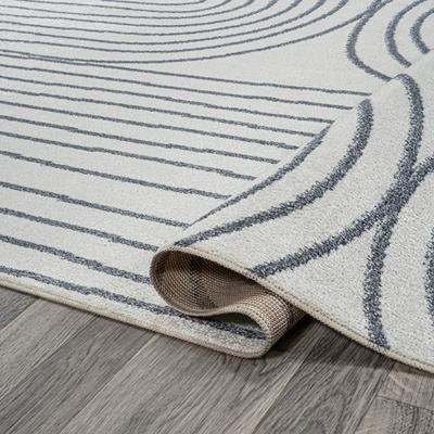 Show full view: JONATHAN Y Doodle Contemporary Glam Geometric Machine-Washable Area Rug, Cream/Dark Gray, 3' x 5' slide 5 of 9
