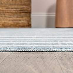 JONATHAN Y Maze Abstract Two-Tone Low-Pile Machine-Washable Area Rug, Blue/Cream, 2' x 8' Runner slide 2 of 9