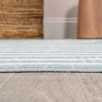 Show full view: JONATHAN Y Maze Abstract Two-Tone Low-Pile Machine-Washable Area Rug, Blue/Cream, 4' x 6' slide 6 of 9