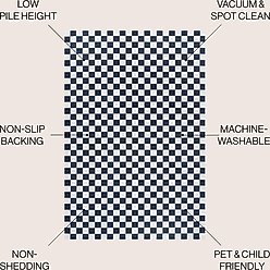 JONATHAN Y Ainsley Modern Cottage Checkerboard Washable Area Rug, Dark Blue/White, 3' x 5' slide 2 of 9