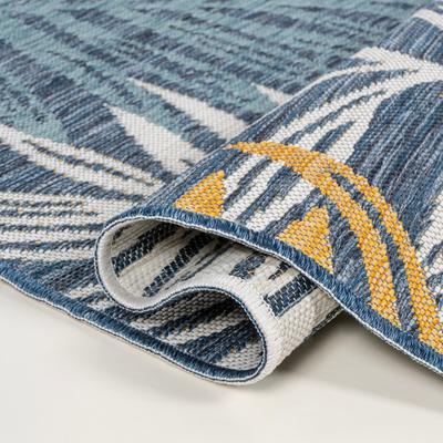 Show full view: JONATHAN Y Calypso Coastal Casual Palm Frond Reversible Machine-Washable Indoor/Outdoor Area Rug, Cream/Navy, 5' x 8' slide 5 of 9