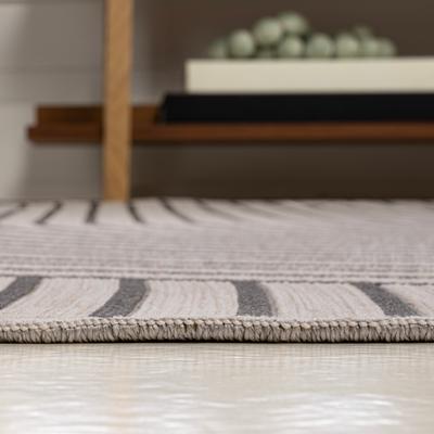 Show full view: JONATHAN Y Arielle Mid-Century Modern Curve Stripe Reversible Machine-Washable Indoor/Outdoor Area Rug, Dark Gray/Cream, 5' x 8' slide 6 of 9