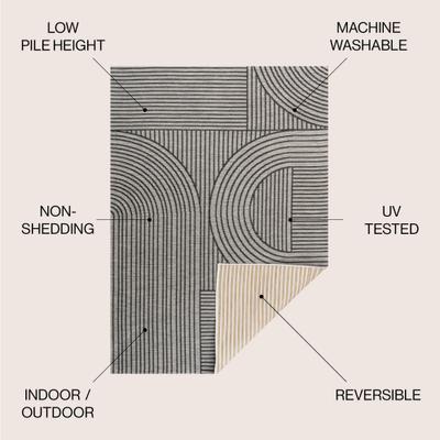 Show full view: JONATHAN Y Zephyr Mid-Century Modern Arch Stripe Reversible Machine-Washable Indoor/Outdoor Area Rug, Cream/Beige, 4' x 6' slide 2 of 10