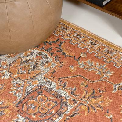 Show full view: JONATHAN Y Bijan Traditional Vintage Medallion Reversible Machine-Washable Indoor/Outdoor Area Rug, Terra/Blue/Cream, 5' x 8' slide 7 of 10