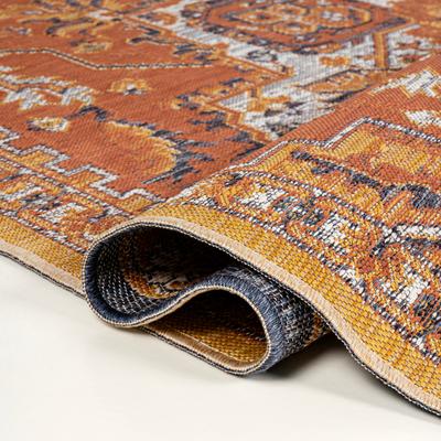 Show full view: JONATHAN Y Bijan Traditional Vintage Medallion Reversible Machine-Washable Indoor/Outdoor Area Rug, Terra/Blue/Cream, 5' x 8' slide 5 of 10