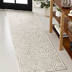 JONATHAN Y Eryx Modern Bohemian Abstract Organic Reversible Machine-Washable Indoor/Outdoor Area Rug, Gray/Cream, 2' x 8' Runner
