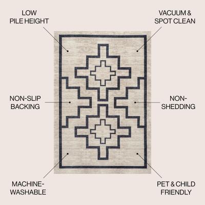 Show full view: JONATHAN Y Ashkii Minimalist Medallion Machine-Washable Area Rug, Ivory/Dark Gray, 8' x 10' slide 2 of 9