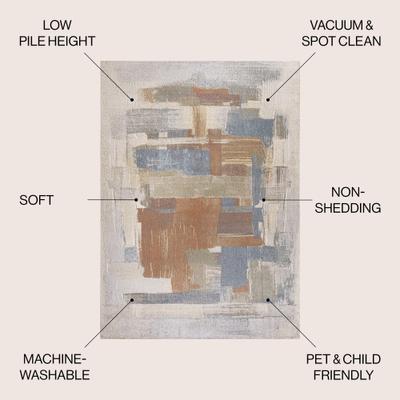 Show full view: JONATHAN Y Weaver Abstract Coastal Watercolor Machine-Washable Area Rug, Cream/Multi, 3' x 5' slide 3 of 10