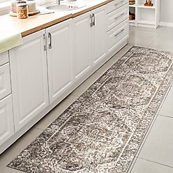 JONATHAN Y Keesha Bold Distressed Medallion Low-Pile Machine-Washable Area Rug, Green/Cream, 2' x 8' Runner