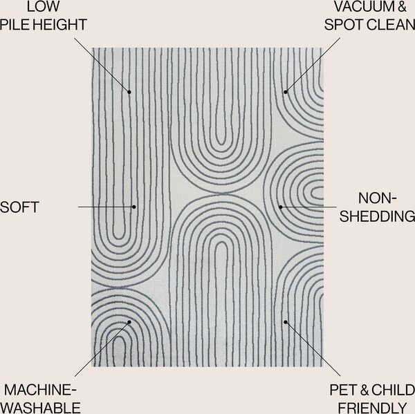 JONATHAN Y Doodle Contemporary Glam Geometric Machine-Washable Area Rug