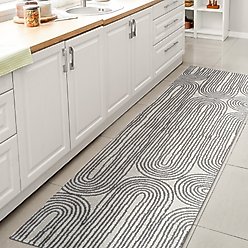 JONATHAN Y Doodle Contemporary Glam Geometric Machine-Washable Area Rug, Cream/Dark Gray, 2' x 8' Runner