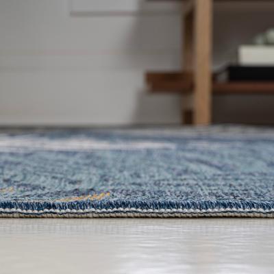 Show full view: JONATHAN Y Calypso Coastal Casual Palm Frond Reversible Machine-Washable Indoor/Outdoor Area Rug, Cream/Navy, 5' x 8' slide 6 of 9